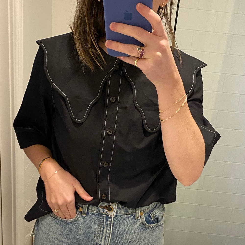 GANNI Cotton Poplin Shirt US 6